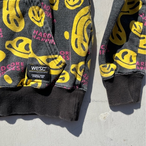 Men's Wesc Paradise Hoodie Multicolor Happy Face Logo S Pocket Streetwear Art - Picture 3 of 14